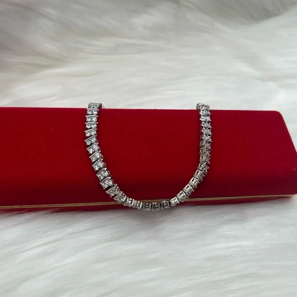 🖤New White Gold Finish Double Row Tennis Bracelet🖤 - Picture 2 of 10